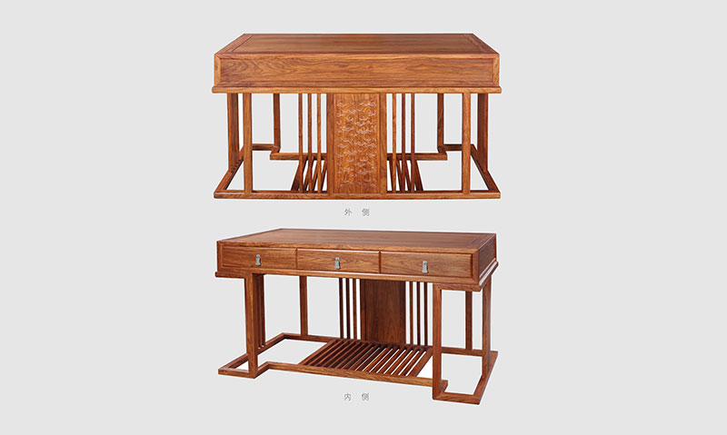 荥阳 别墅中式家居书房装修实木书桌效果图